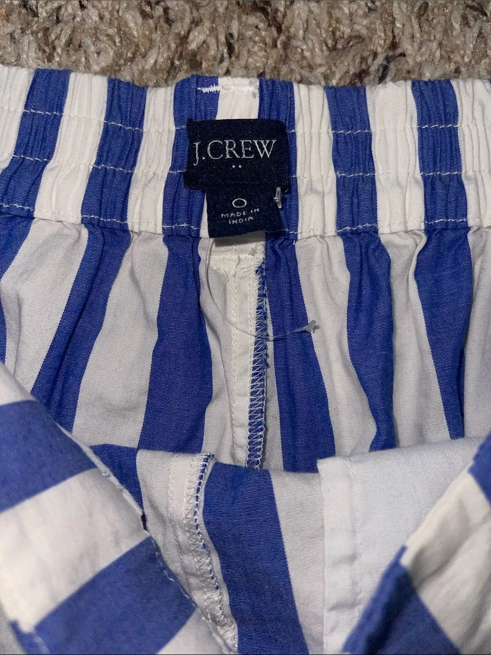 J. Crew Blue and White Vertical Stripe Shorts Cotton Mid to High Rise size 0